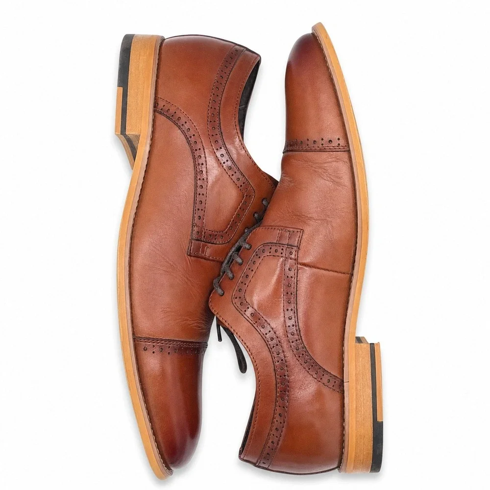 Stacy Adams Dickinson Mens 8M Brown Leather Cap Toe Oxford Dress Shoes 25066-221